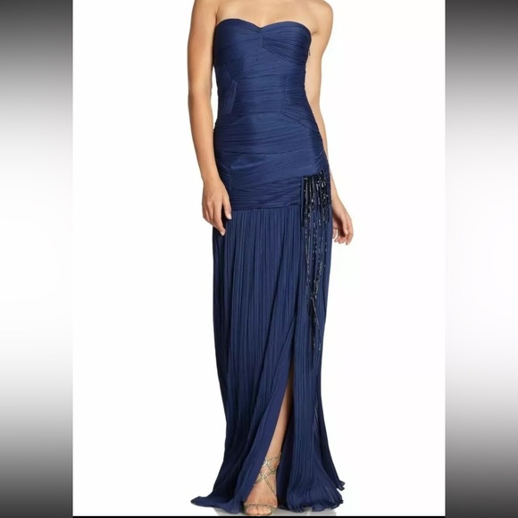 Blue Beaded Maxi Dress by Halston Heritage - Picture 12 of 13